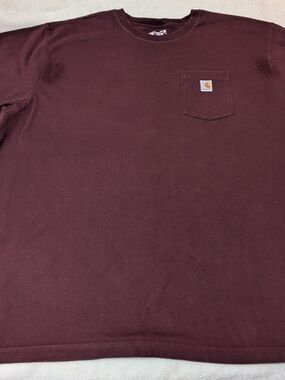 Carhartt Shirt Mens 4XL Burgundy Maroon Loose Fit Pocket Tee Heavyweight Cotton